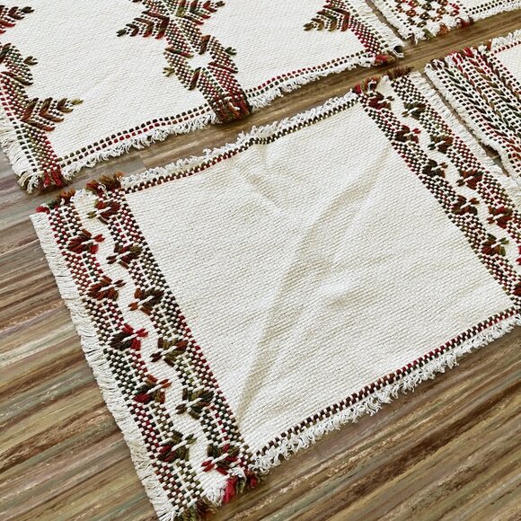 Scandinavian Hand Embroidered Cotton Placemats Huck Weaving Variety of 4 - Picture 4 of 8